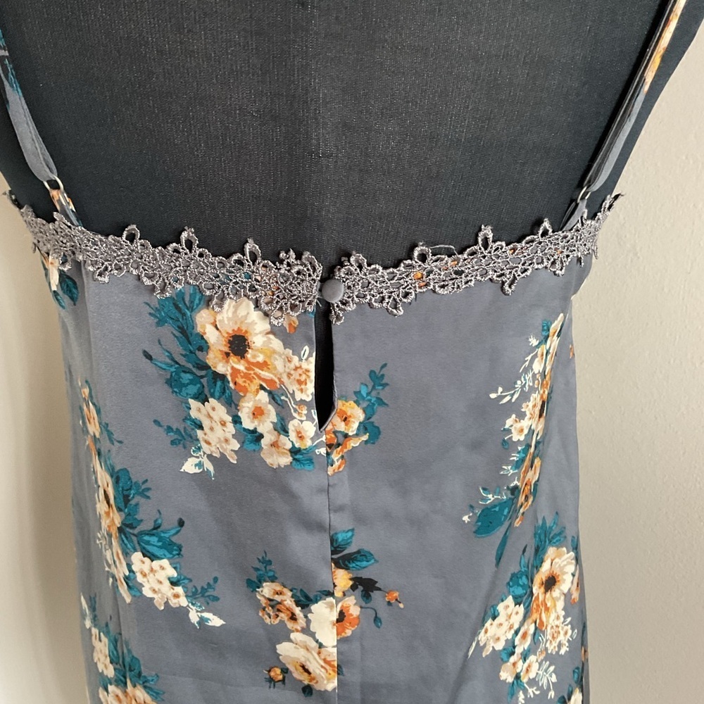 Honey Punch Orange Gray Floral Slip Dress L Large Mini Spaghetti Strap Night Out - Picture 10 of 10